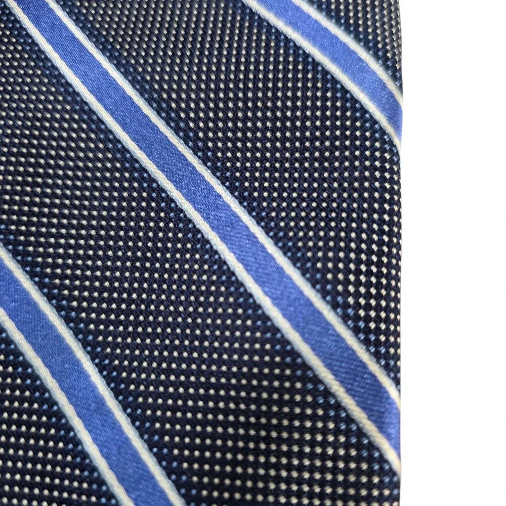 John‎ W. Nordstrom Silk Striped Necktie Blue White Polka Dot Italian Made